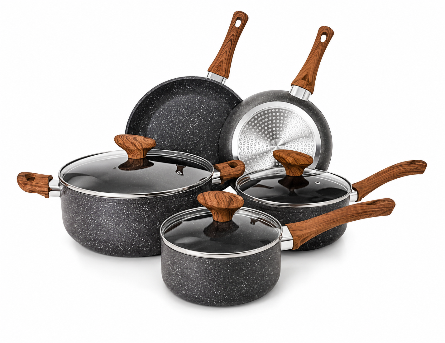 Cookware Set (Black Wooden Handle)