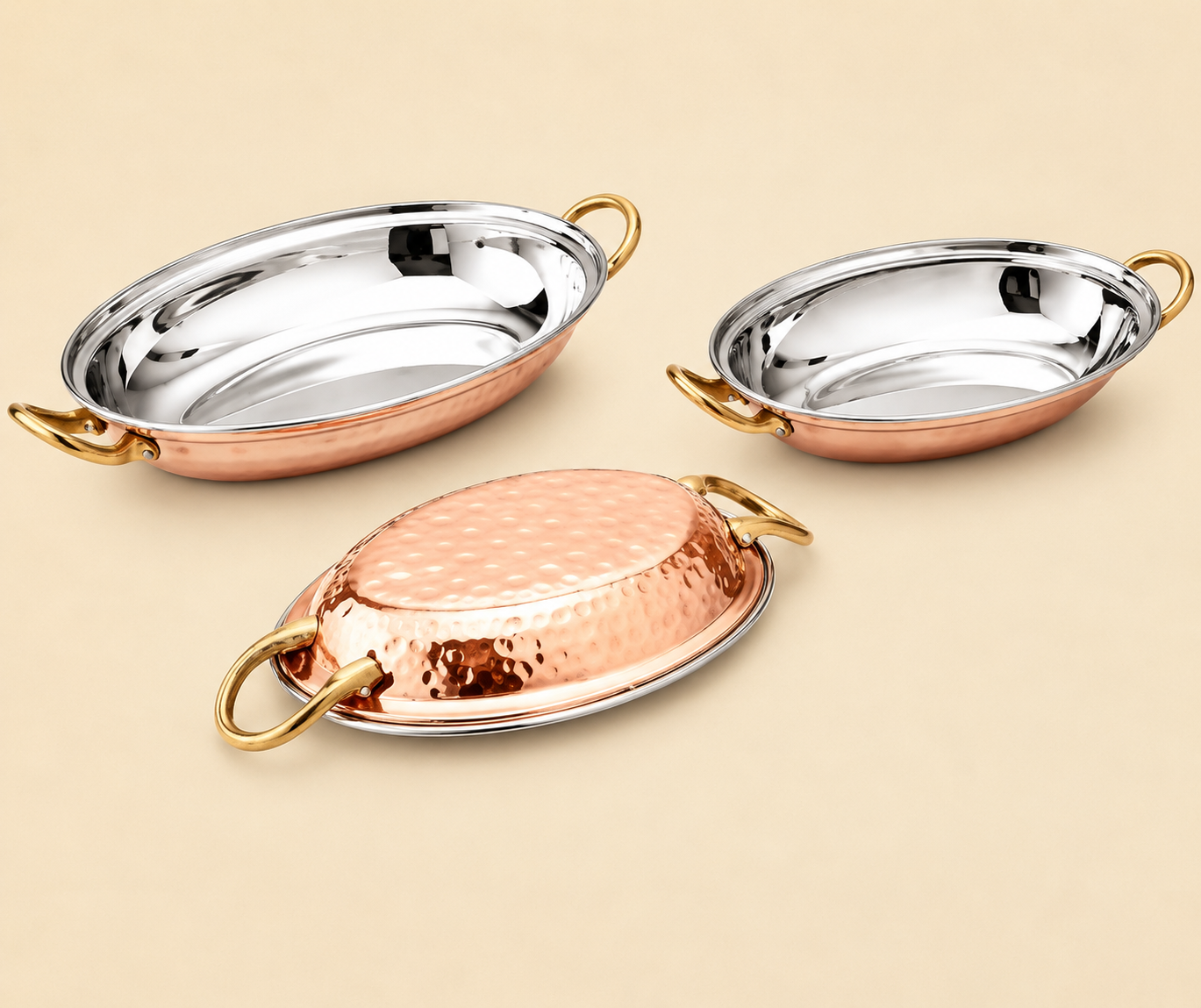 Oval Entree Dish (Brass Handle Hammered)